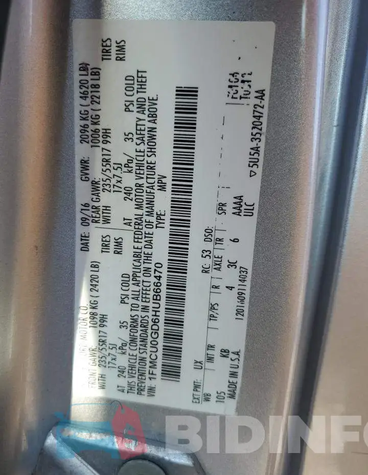 1FMCU0GD6HUB66470 Photo# 13