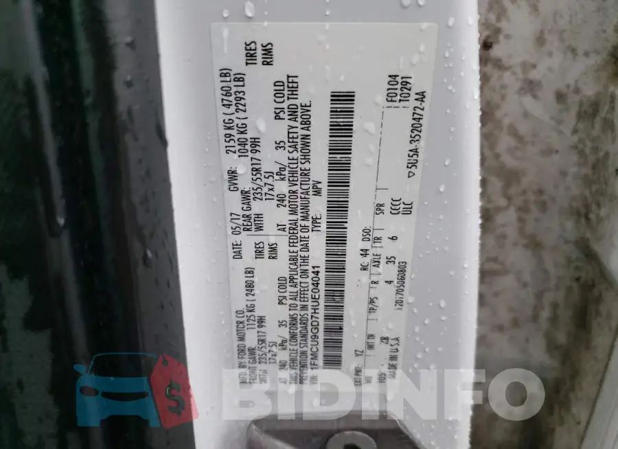 1FMCU9GD7HUE04041 Photo# 13
