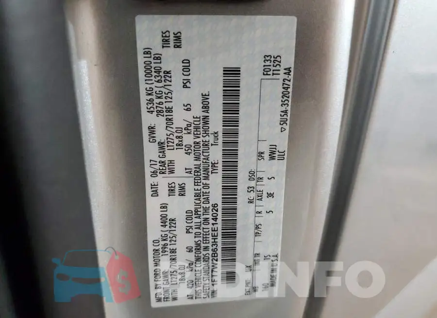 1FT7W2B63HEE14026 Photo# 12