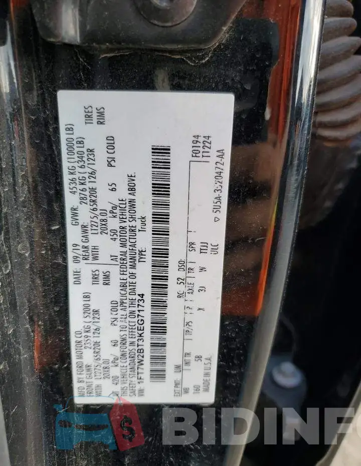 1FT7W2BT3KEG71734 Photo# 12