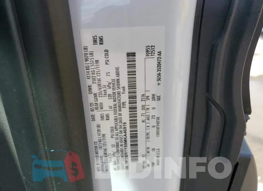 1FTBR1Y89MKA46919 Photo# 14