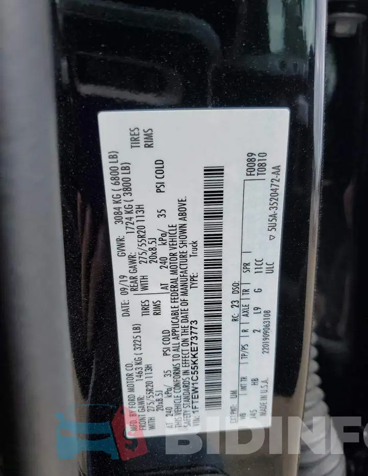 1FTEW1C55KKE73773 Photo# 12
