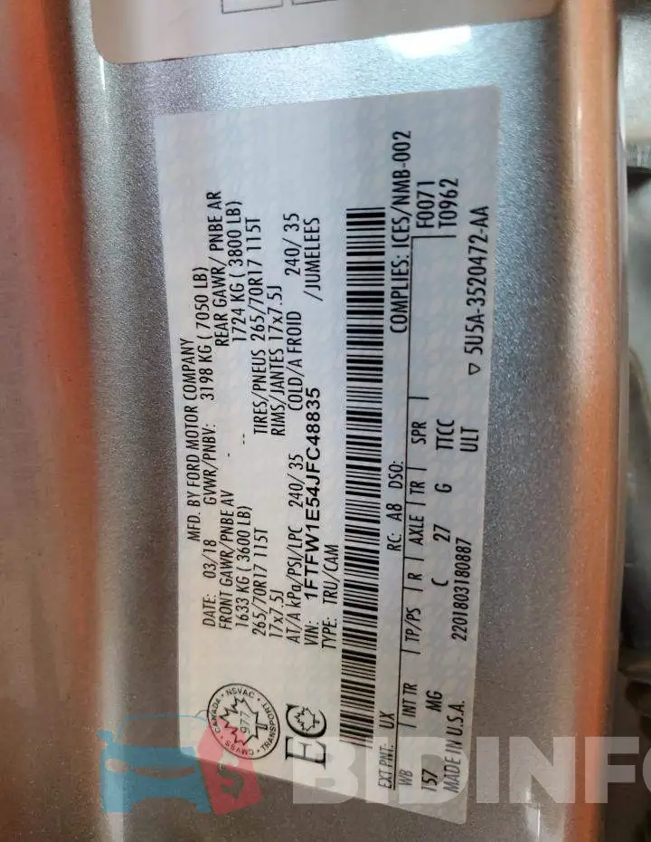 1FTFW1E54JFC48835 Photo# 12