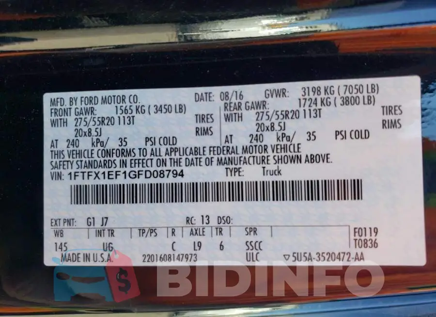 1FTFX1EF1GFD08794 Photo# 12