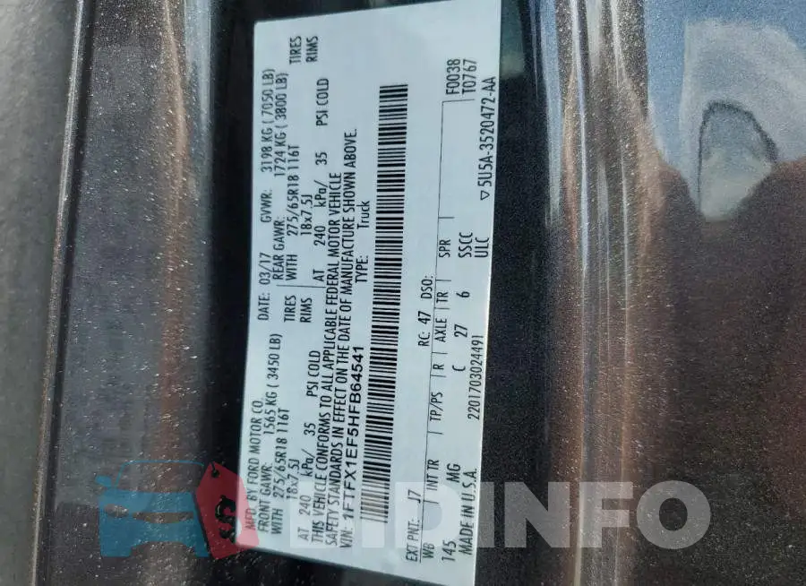 1FTFX1EF5HFB64541 Photo# 12