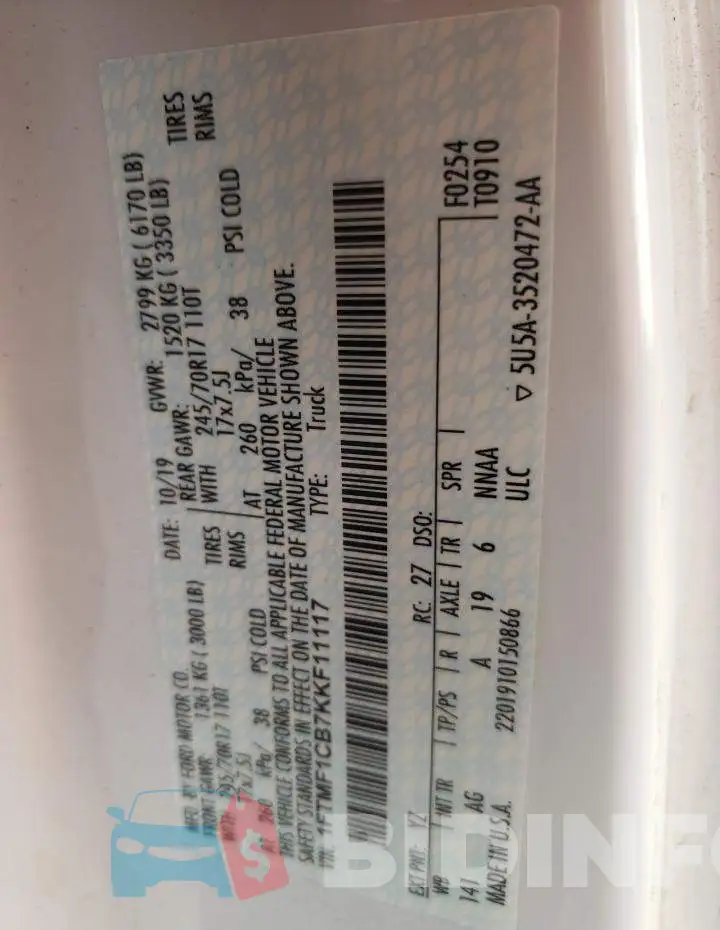 1FTMF1CB7KKF11117 Photo# 12