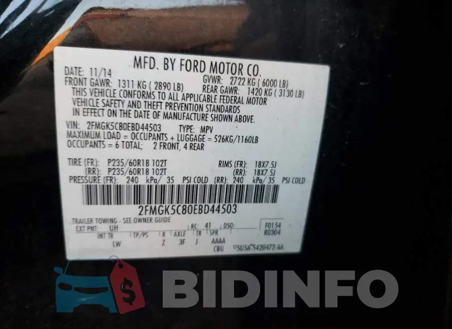 2FMGK5C80EBD44503 Photo# 13