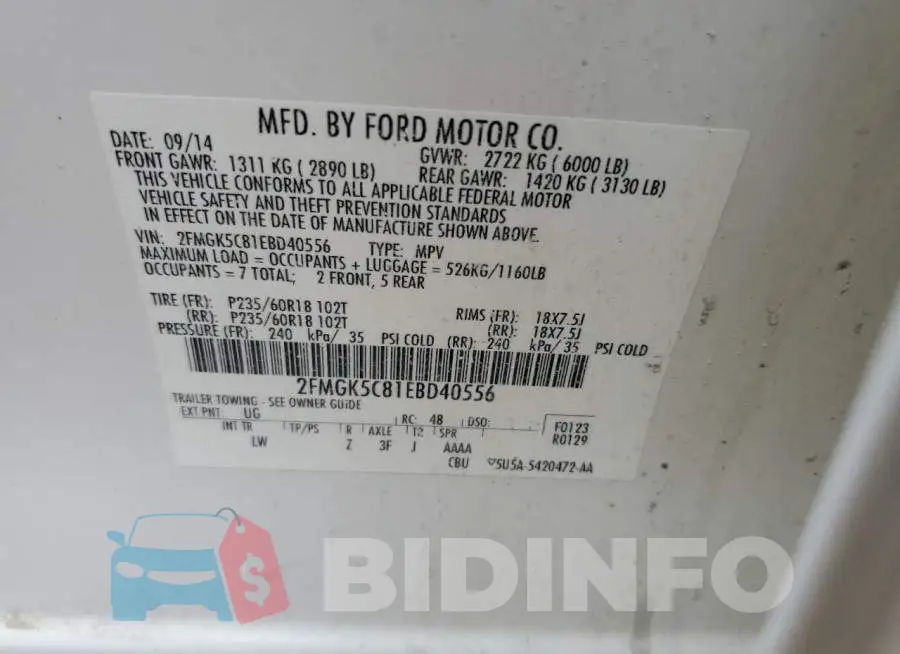 2FMGK5C81EBD40556 Photo# 13