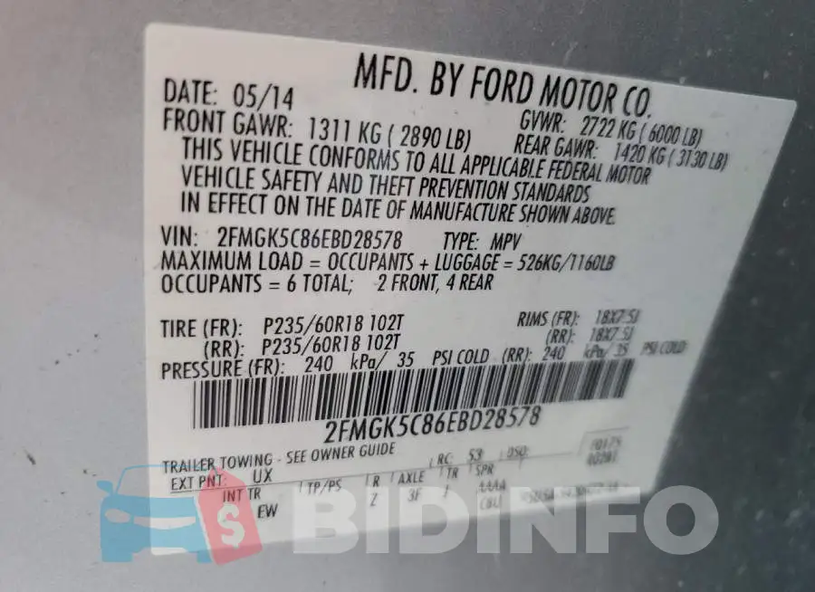 2FMGK5C86EBD28578 Photo# 13