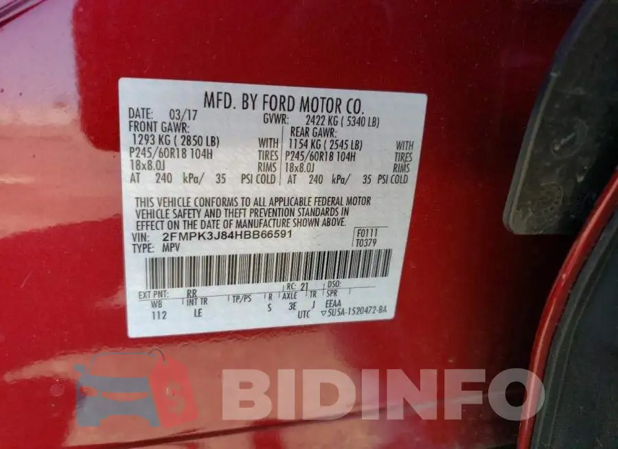 2FMPK3J84HBB66591 Photo# 12