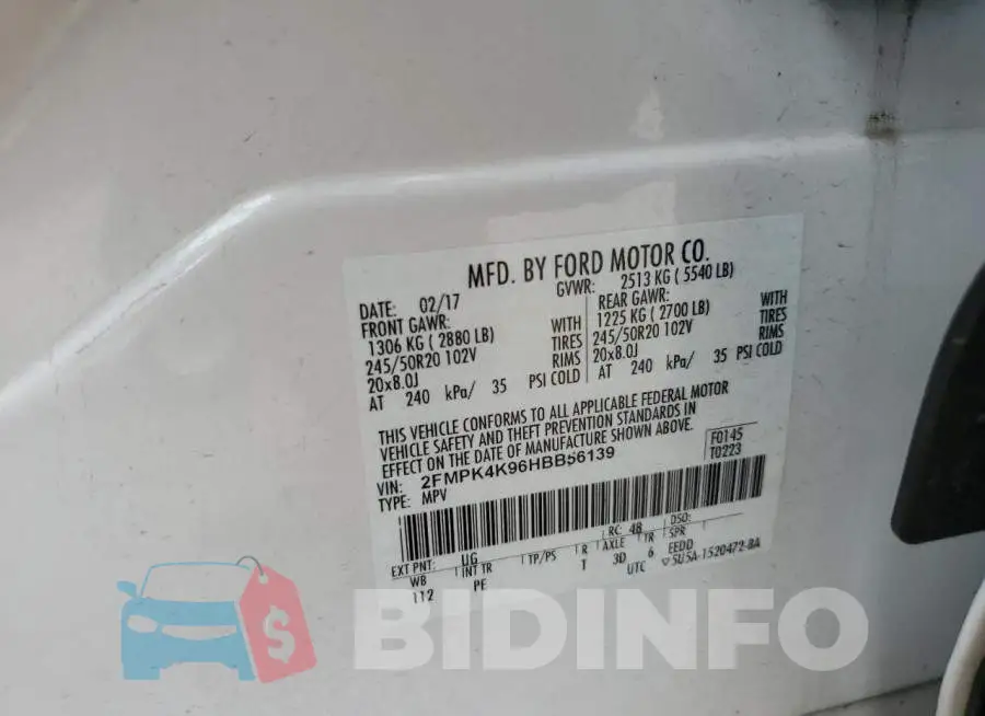 2FMPK4K96HBB56139 Photo# 13