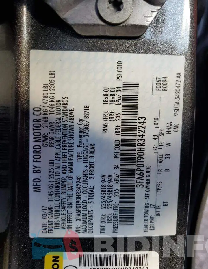 3FA6P0T90HR342243 Photo# 12