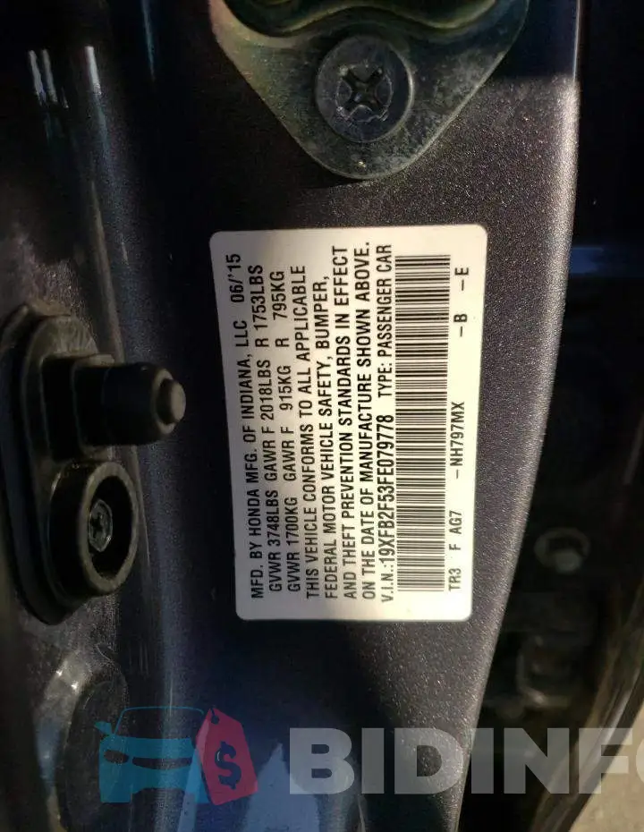 19XFB2F53FE079778 Photo# 12