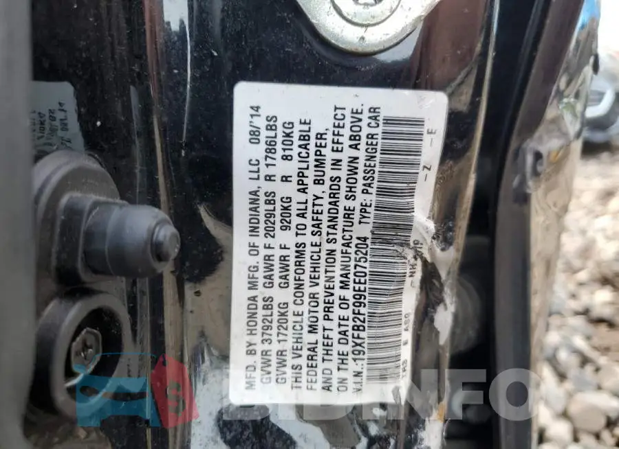 19XFB2F99EE075204 Photo# 12