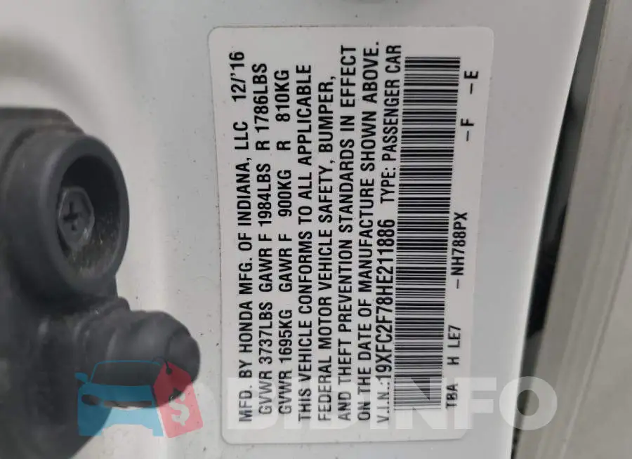 19XFC2F78HE211886 Photo# 13