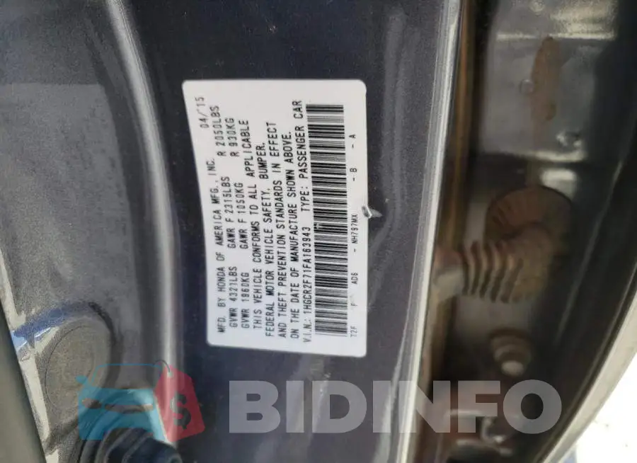 1HGCR2F71FA163943 Photo# 13
