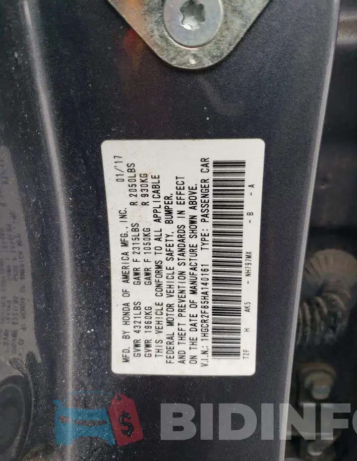 1HGCR2F85HA140161 Photo# 12
