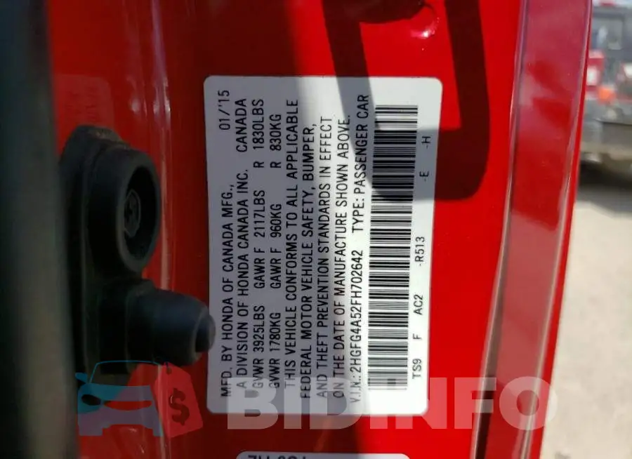 2HGFG4A52FH702642 Photo# 12