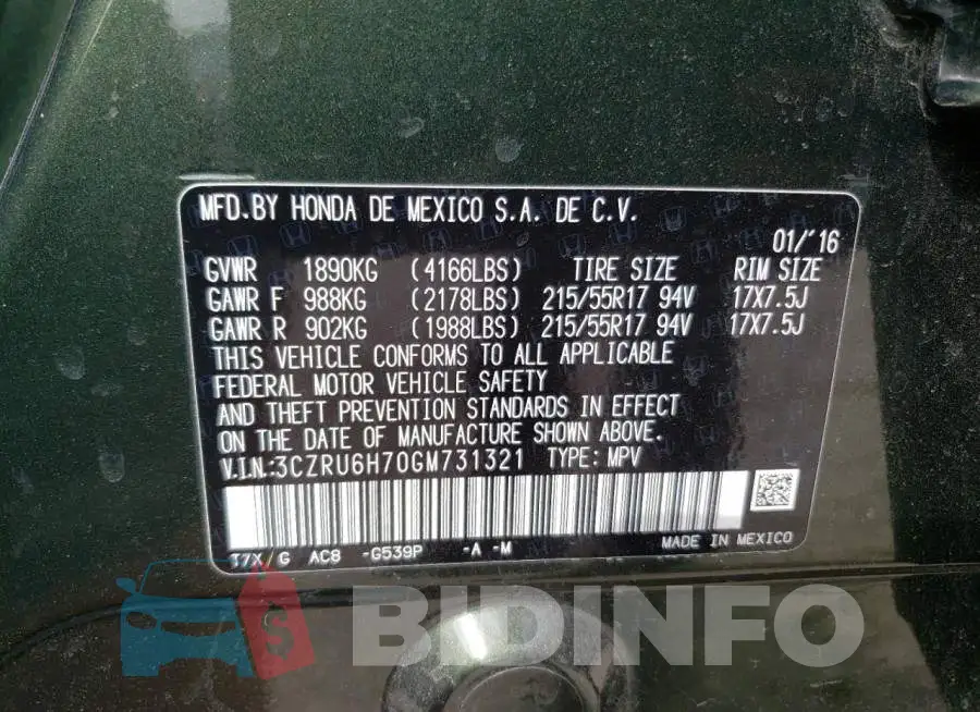 3CZRU6H70GM731321 Photo# 14