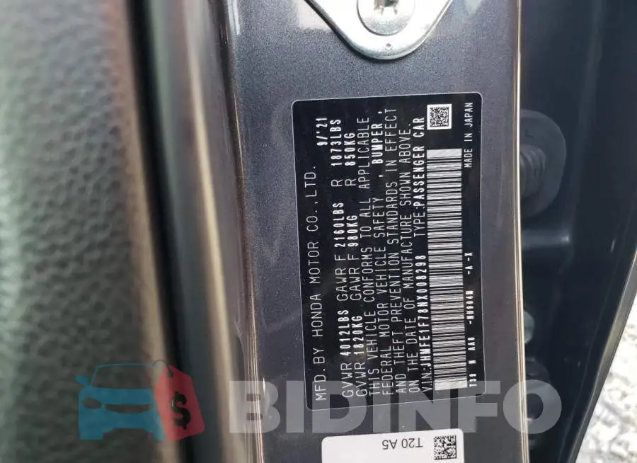 JHMFE1F78NX008298 Photo# 13