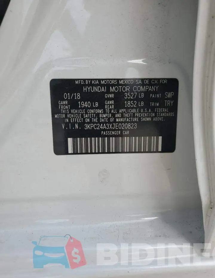 3KPC24A3XJE020823 Photo# 12
