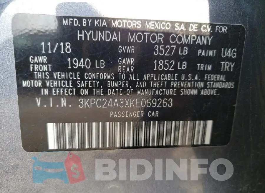 3KPC24A3XKE069263 Photo# 12