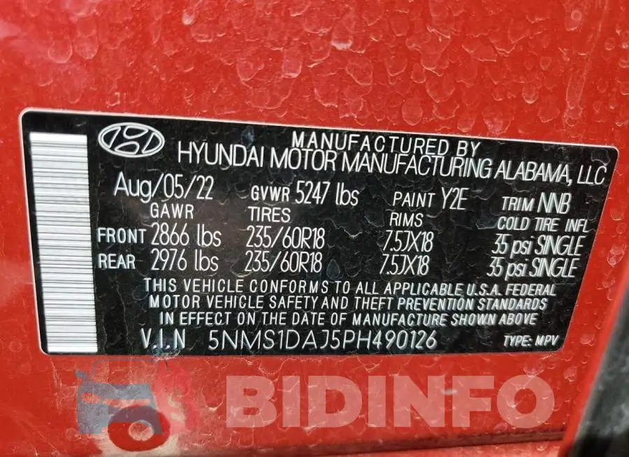 5NMS1DAJ5PH490126 Photo# 13