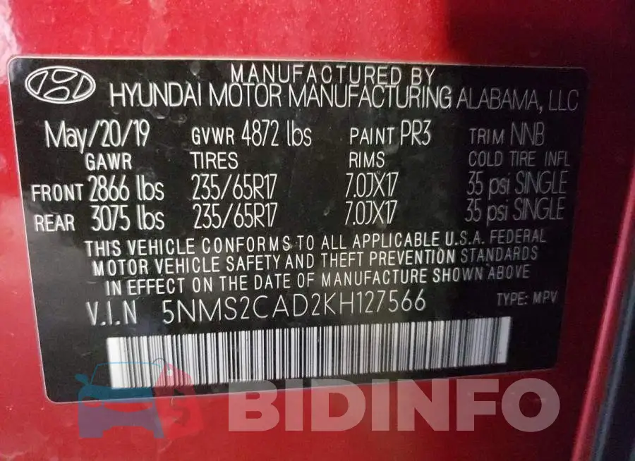 5NMS2CAD2KH127566 Photo# 13