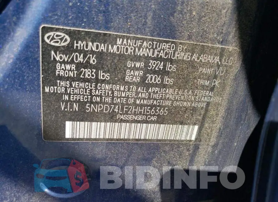 5NPD74LF2HH156365 Photo# 12