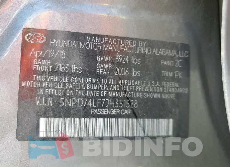 5NPD74LF7JH351528 Photo# 13