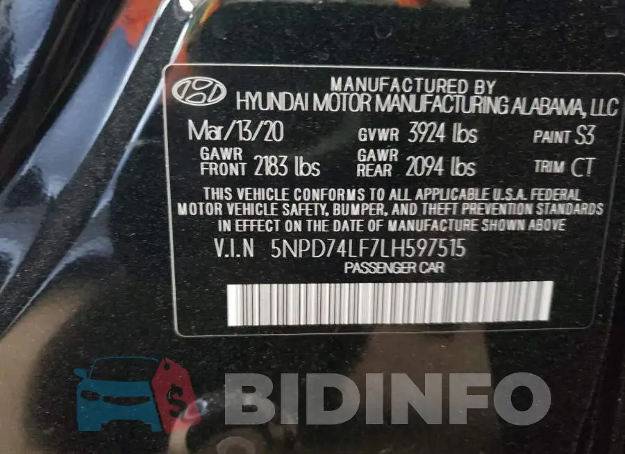5NPD74LF7LH597515 Photo# 12