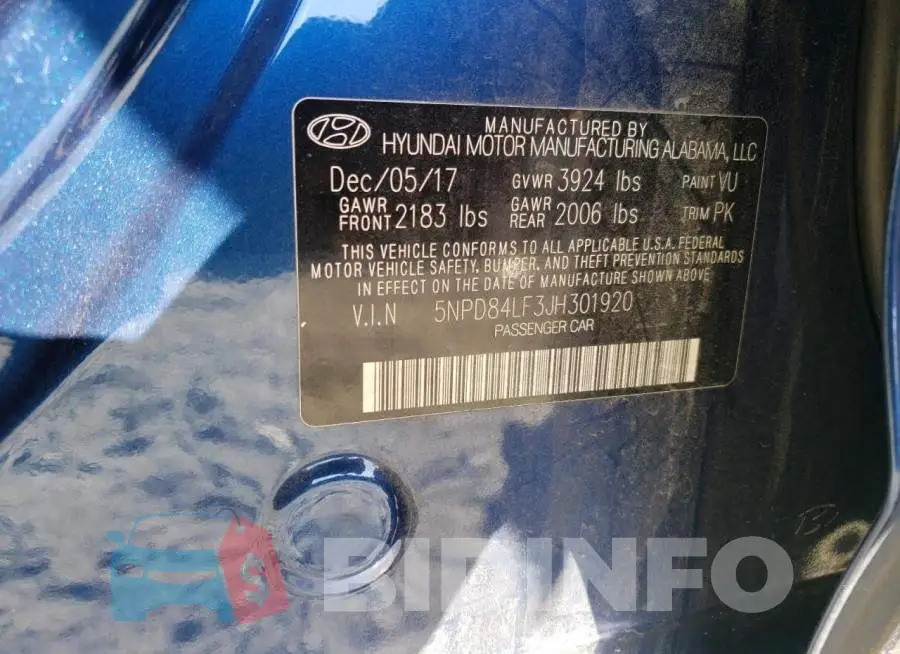 5NPD84LF3JH301920 Photo# 10