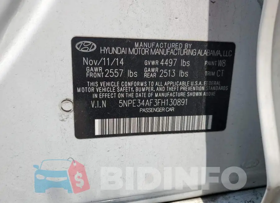 5NPE34AF3FH130891 Photo# 12