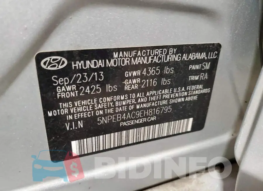 5NPEB4AC9EH816795 Photo# 12