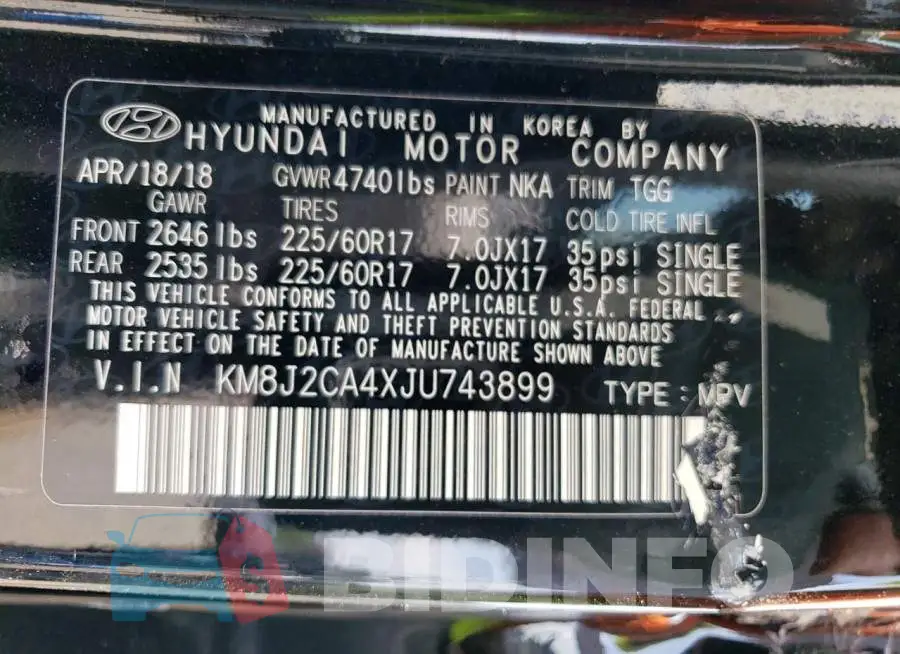 KM8J2CA4XJU743899 Photo# 14