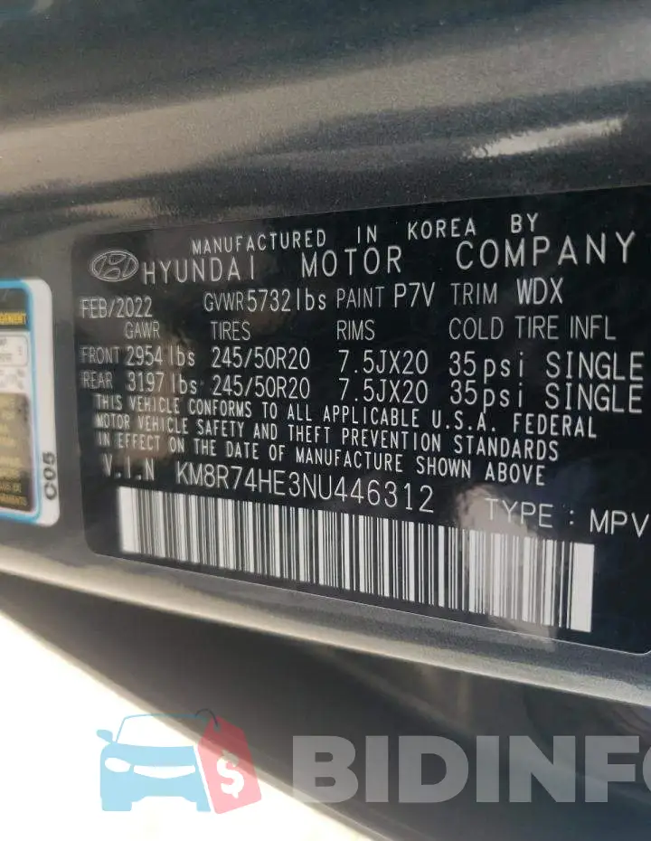 KM8R74HE3NU446312 Photo# 13