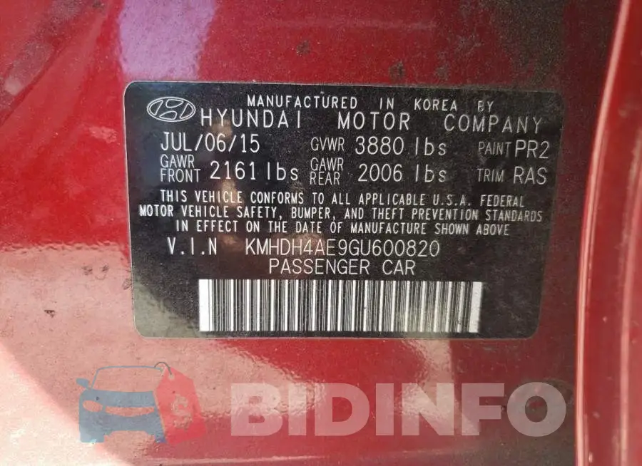 KMHDH4AE9GU600820 Photo# 13