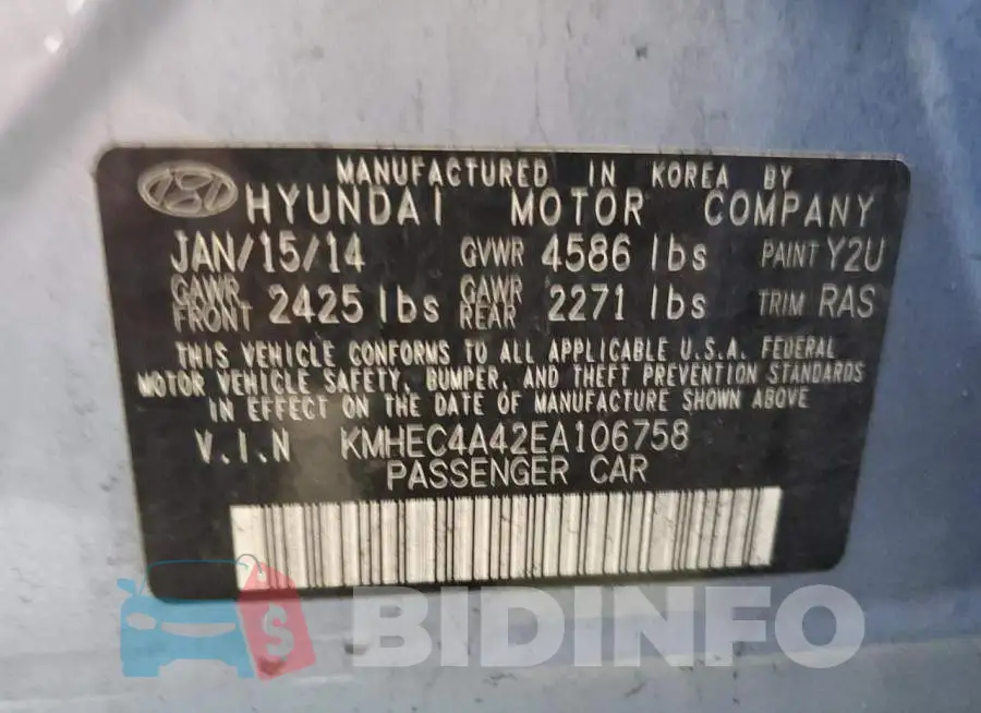 KMHEC4A42EA106758 Photo# 12