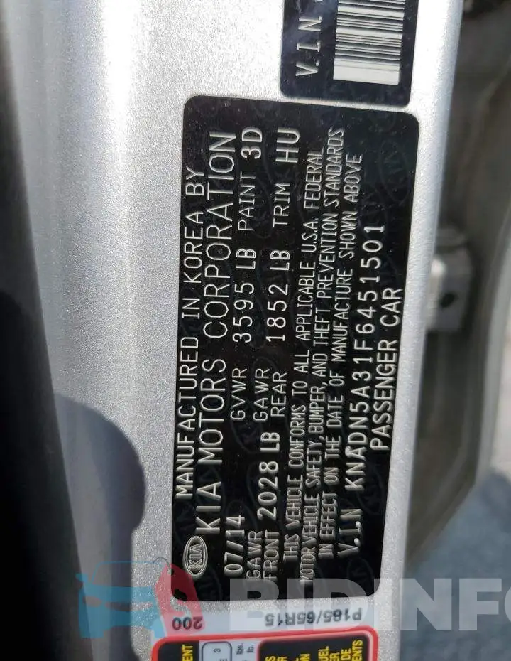 KNADN5A31F6451501 Photo# 12