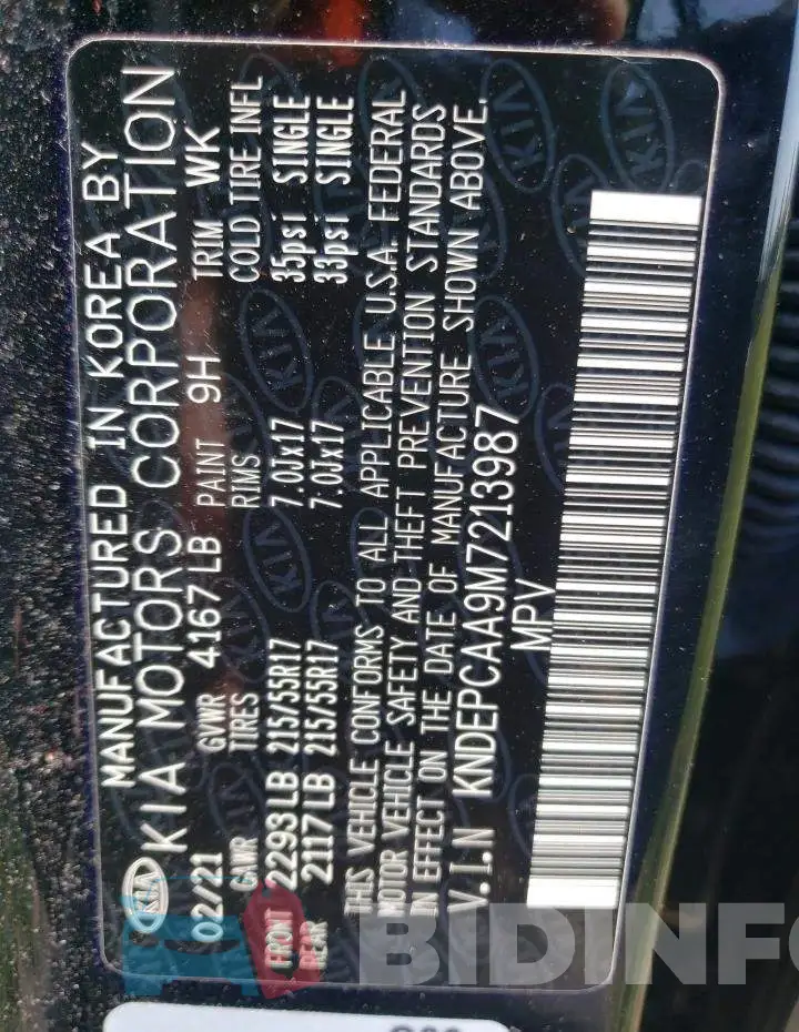 KNDEPCAA9M7213987 Photo# 13