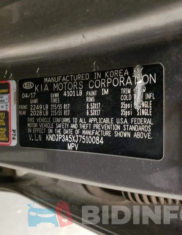 KNDJP3A5XJ7510084 Photo# 12