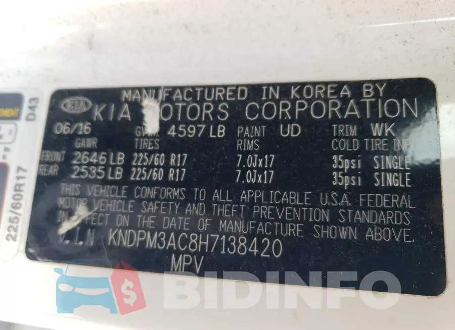 KNDPM3AC8H7138420 Photo# 12