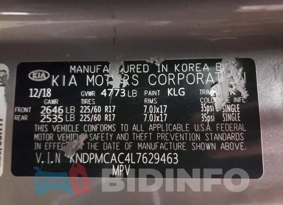 KNDPMCAC4L7629463 Photo# 13