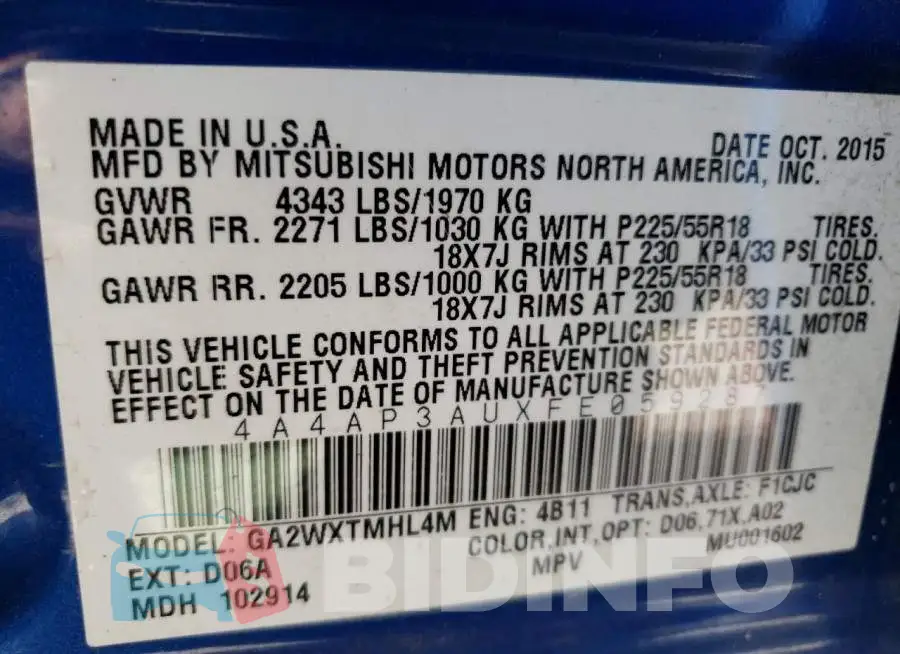 4A4AP3AUXFE059287 Photo# 14