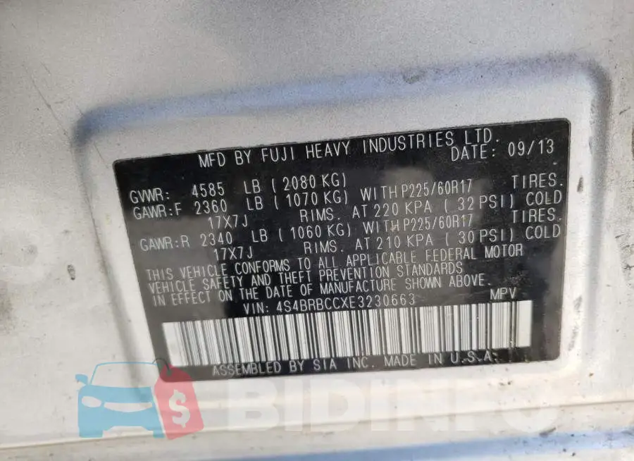 4S4BRBCCXE3230663 Photo# 14
