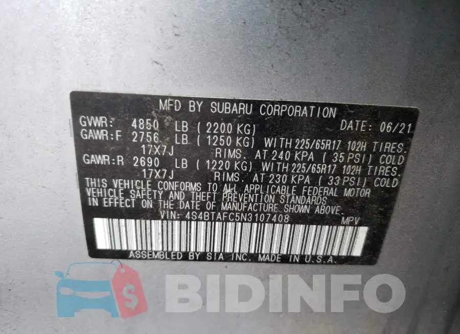 4S4BTAFC5N3107408 Photo# 12