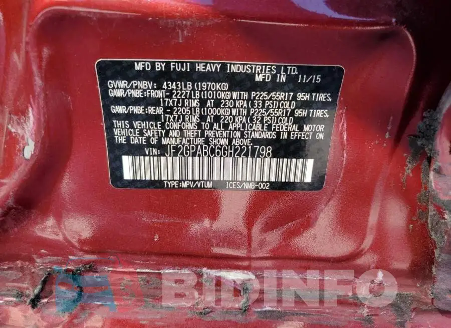 JF2GPABC6GH221798 Photo# 13