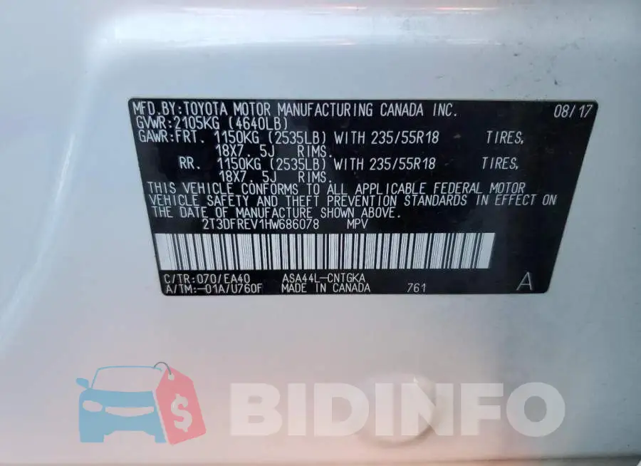 2T3DFREV1HW686078 Photo# 13