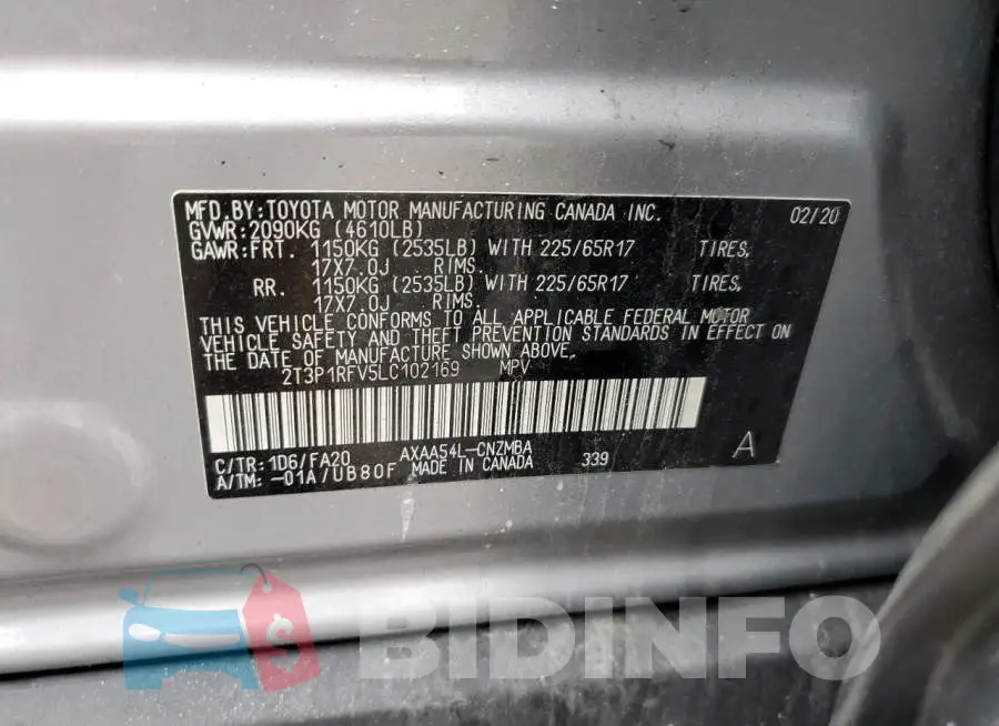 2T3P1RFV5LC102169 Photo# 12