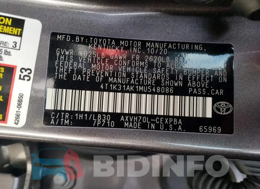 4T1K31AK1MU548086 Photo# 13